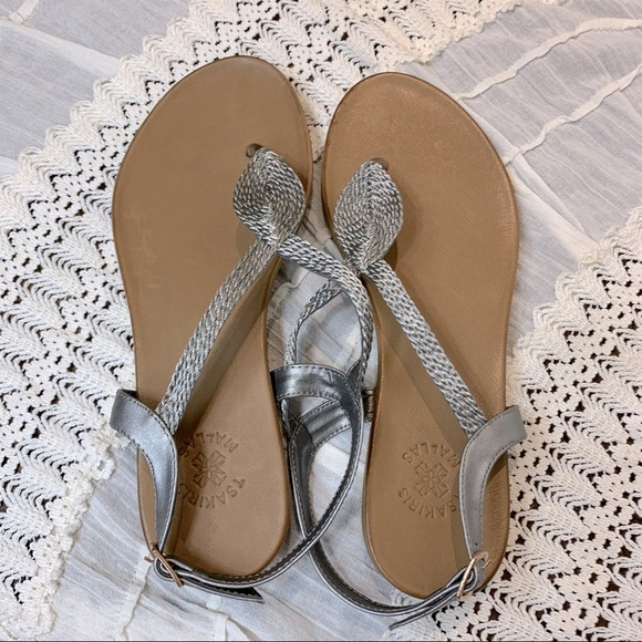 Brand new Tsakiris Mallas Silver Flat Ankle Strap Tong Sandals Leather Insole 39 - Picture 5 of 8